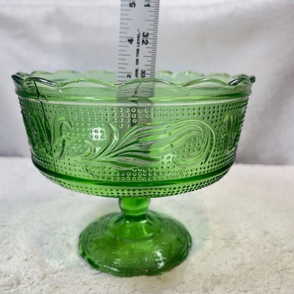 EO Brody M6000 Emerald Green Glass Vintage Compote Pedestal Candy Dish Cleveland - Picture 6 of 15